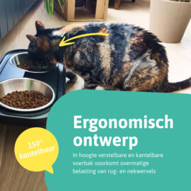 Moowi verstelbare voerbak voor kat en hond zwart